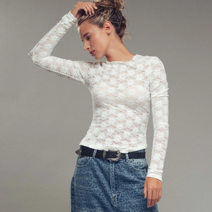 Ivory Floral Stretch Layer Top