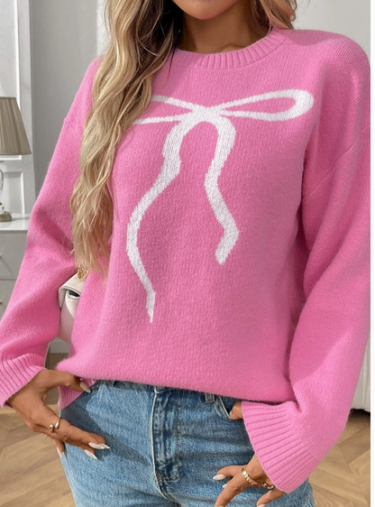 Pink Bow Knit Vintage Sweater