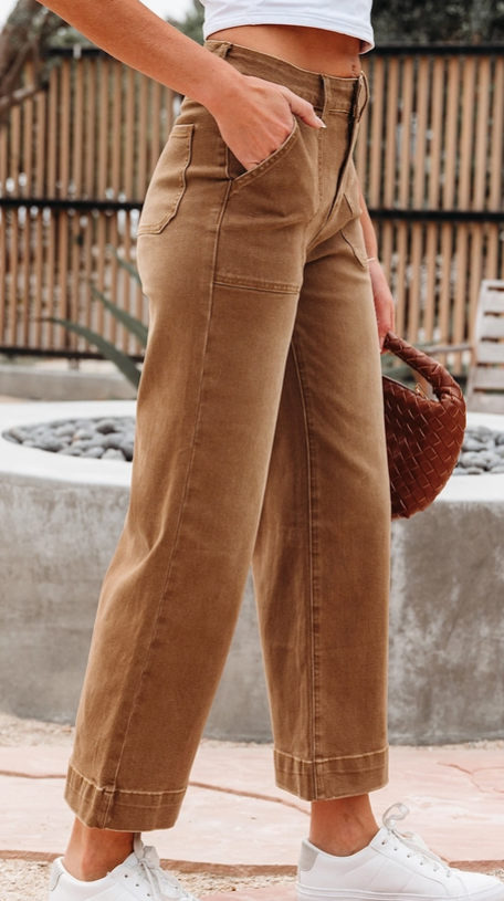 Cropped High Rise Wide Leg Jean