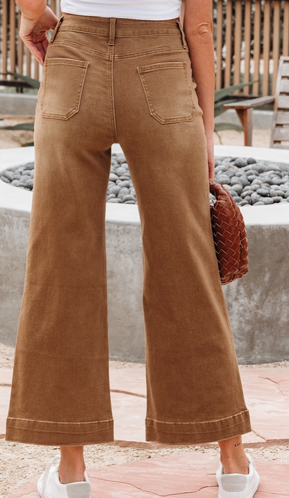 Cropped High Rise Wide Leg Jean