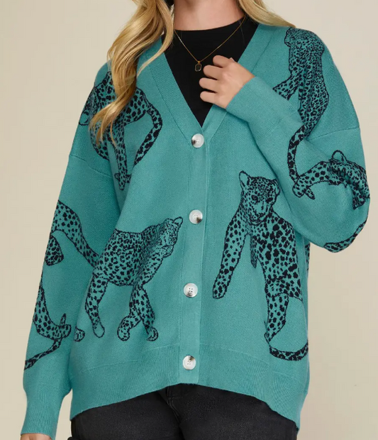 Lt. Jade Cheetah Cardigan
