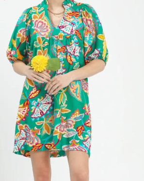 Emerald Mix Print Dress