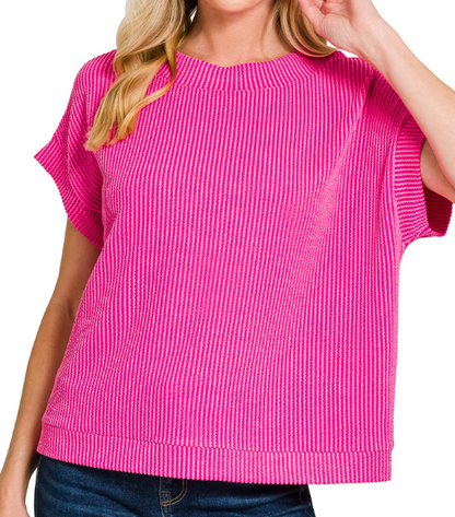 Ribbed Cap Sleeve Top