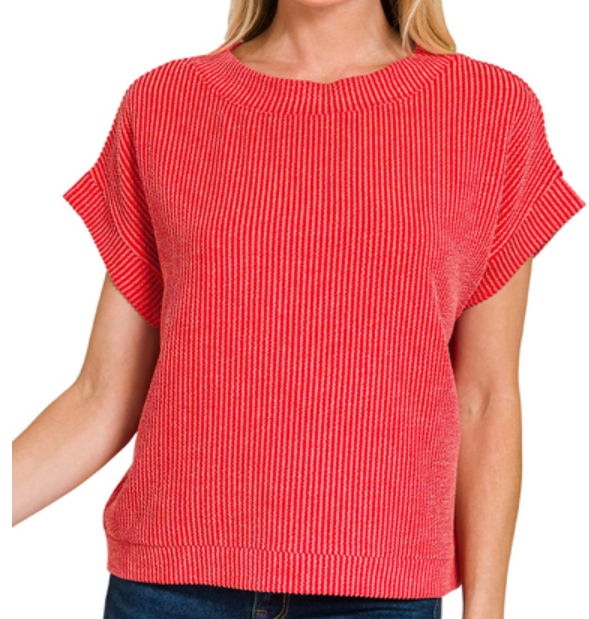 Ribbed Cap Sleeve Top