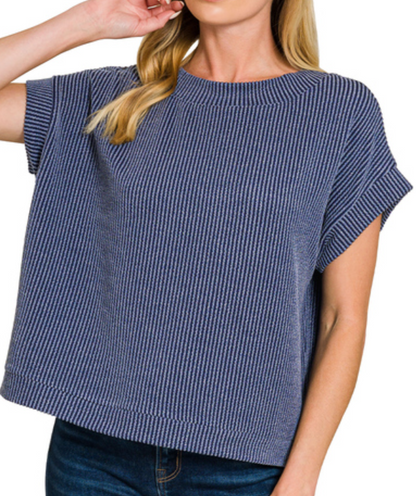 Ribbed Cap Sleeve Top