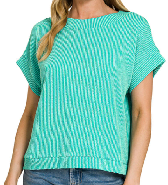 Ribbed Cap Sleeve Top