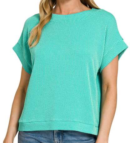Ribbed Cap Sleeve Top