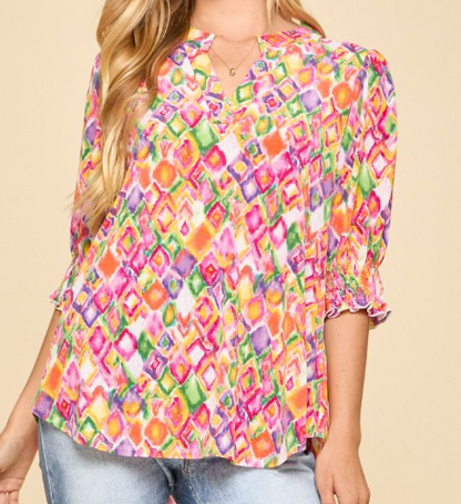 Lizzy Smocked Top Multi