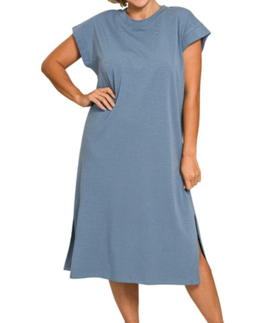 PLUS Short Sleeve Midi Dress