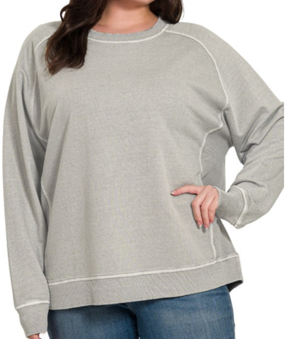 Plus French Terry Pigment Dye Pullover