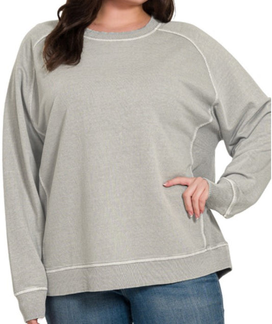 Plus French Terry Pigment Dye Pullover