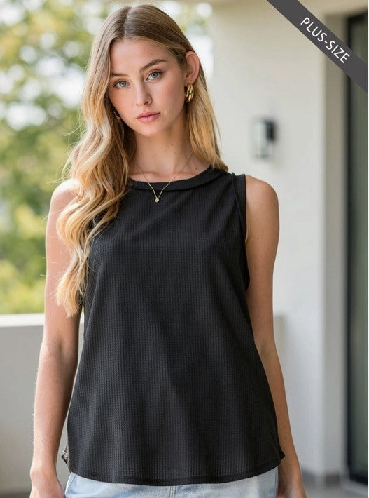 Round-Neck Knit Tank Plus