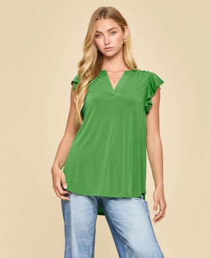 Mandarin Collar Flutter Lizzy Top