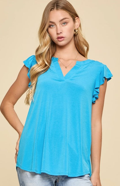 Mandarin Collar Flutter Lizzy Top