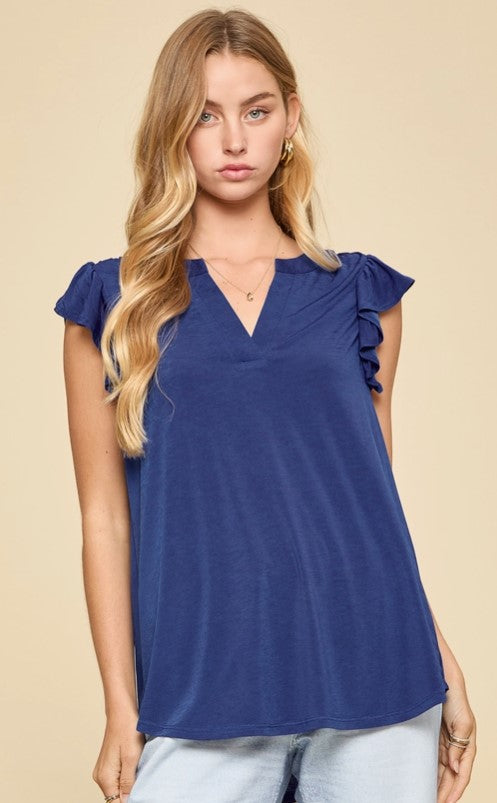 Mandarin Collar Flutter Lizzy Top