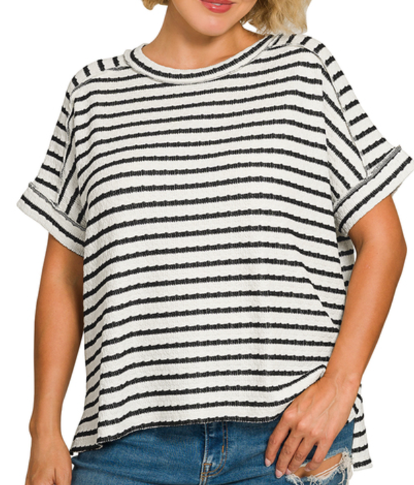 Jacquard Round-Neck Box Tee PLUS