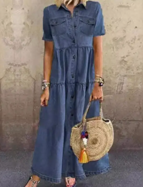 Long Button-Down Dress PLUS