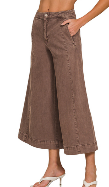 HR Crop Gaucho Colored Denim