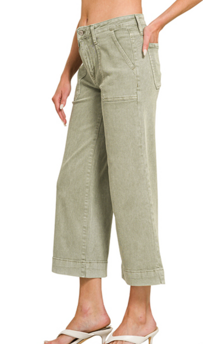 Crop Wide Leg Colored Denim