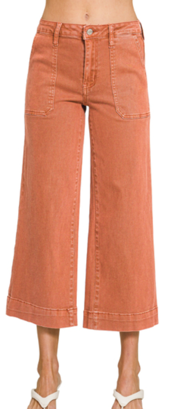 Crop Wide Leg Colored Denim