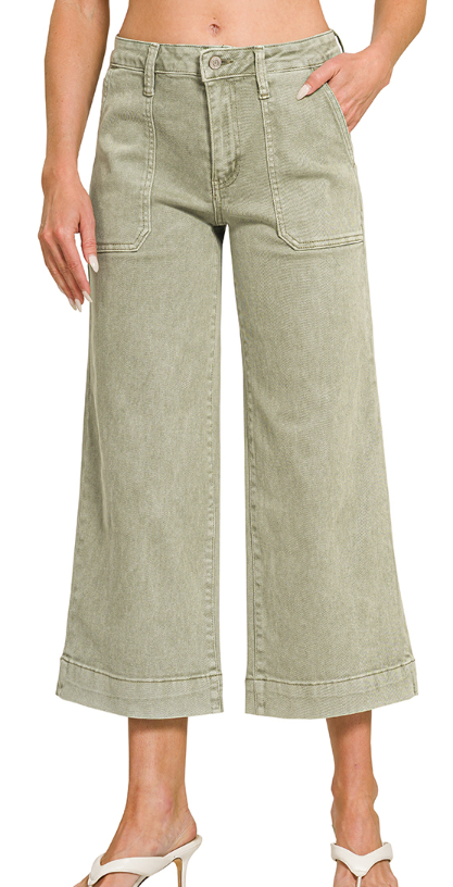 Crop Wide Leg Colored Denim
