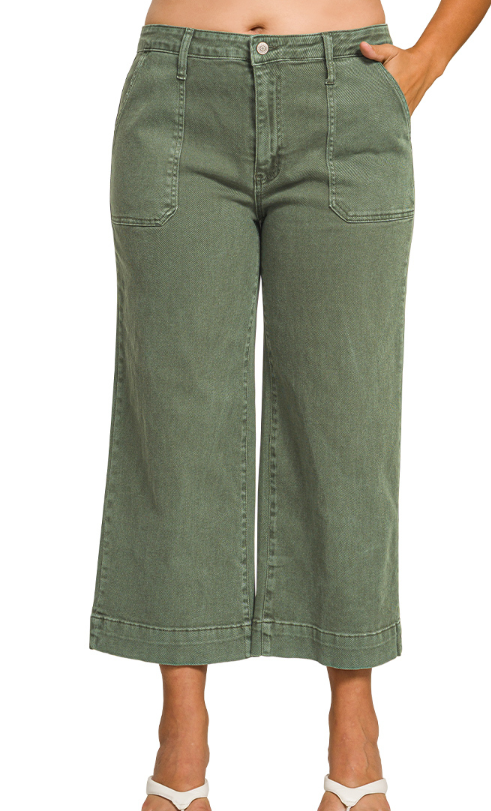 Crop Wide Leg Colored Denim PLUS