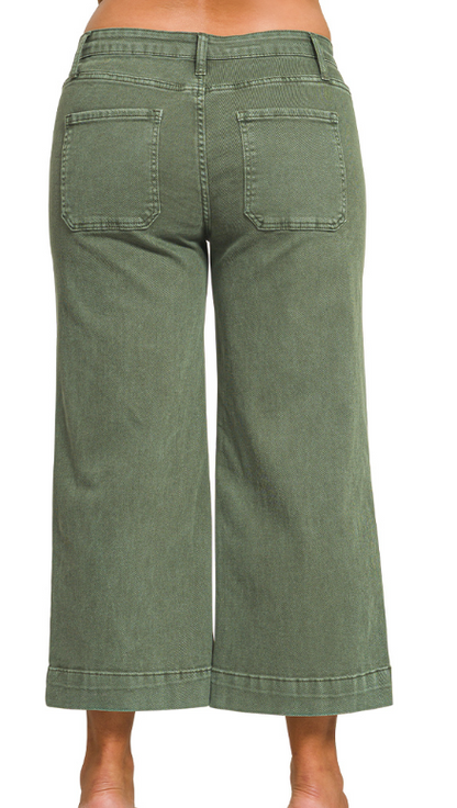 Crop Wide Leg Colored Denim PLUS