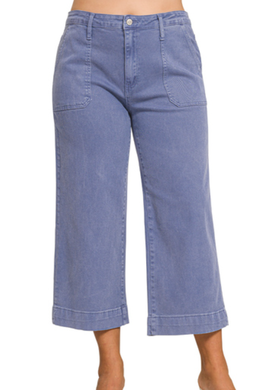 Crop Wide Leg Colored Denim PLUS