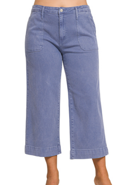 Crop Wide Leg Colored Denim PLUS