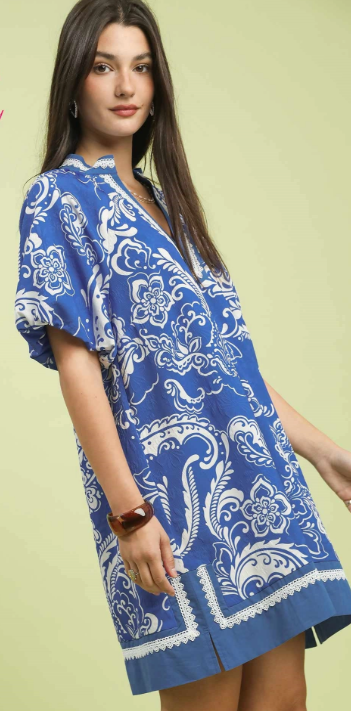 Royal Jacquard Mini Dress