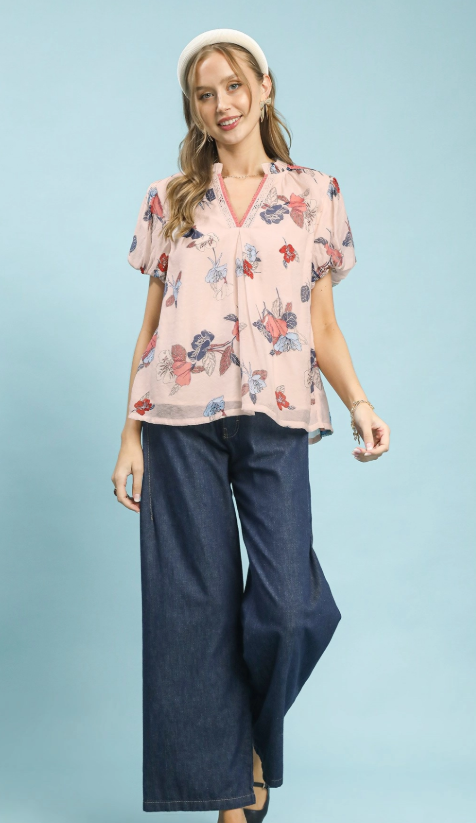 Lt. Pink Floral Mix Top