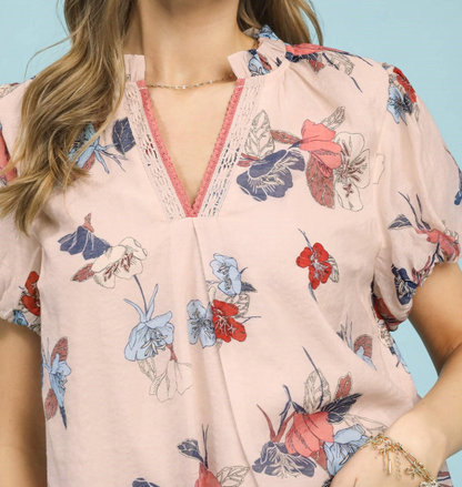 Lt. Pink Floral Mix Top