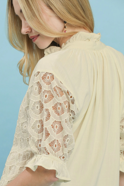 Ecru Linen Lace Top
