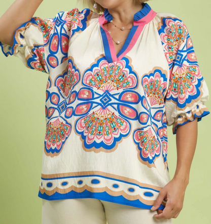 Ecru Mix Boho Top PLUS