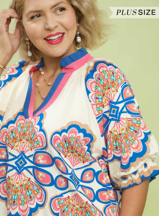 Ecru Mix Boho Top PLUS