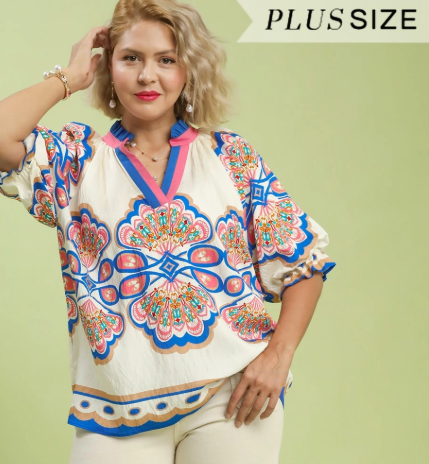 Ecru Mix Boho Top PLUS