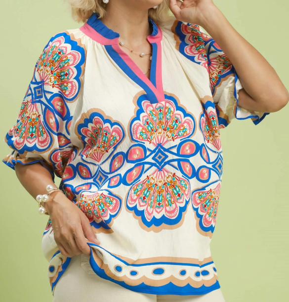 Ecru Mix Boho Top PLUS