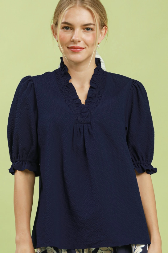 Textured Navy Top