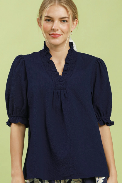Textured Navy Top