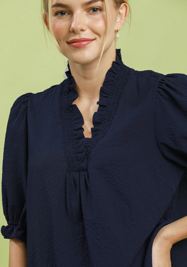 Textured Navy Top