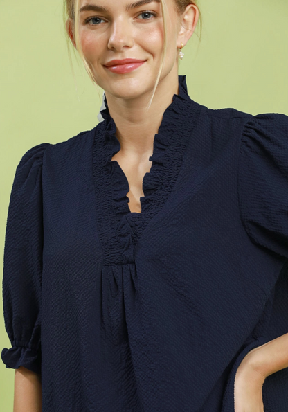 Textured Navy Top