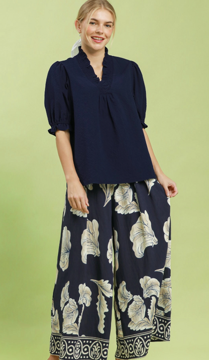 Textured Navy Top