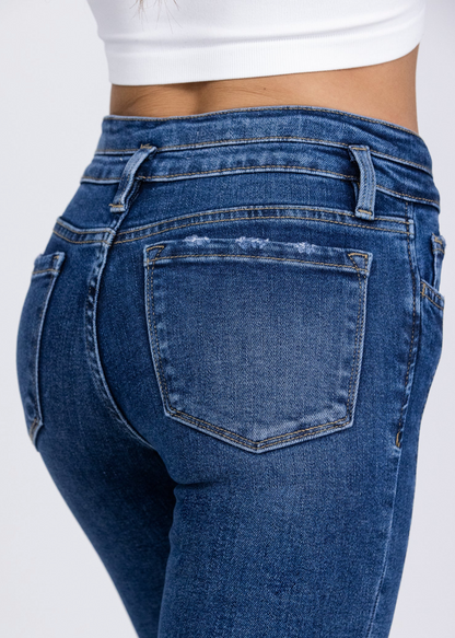 Lovervet Shimmeringly High Waist Slit Flare Jean