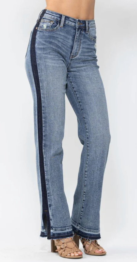 Judy Blue High Waist Side Detail Straight Jean