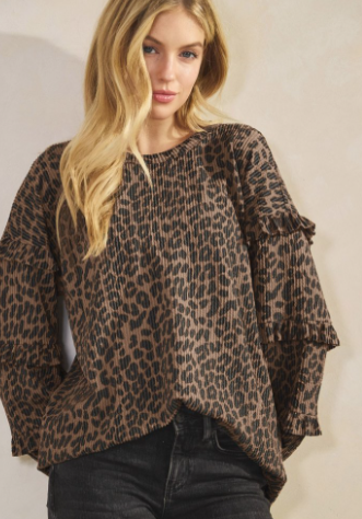 Leopard Rib w/Ruffle Detail