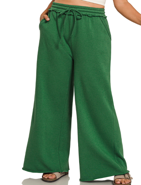 Plus Fleece Wide Leg Sweatpants