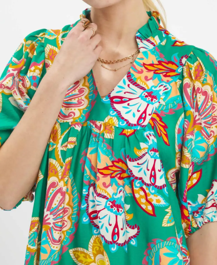 Emerald Mix Print Dress