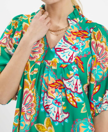 Emerald Mix Print Dress