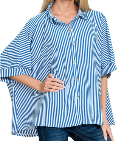 Oversized Button-Down Stripe Shirt
