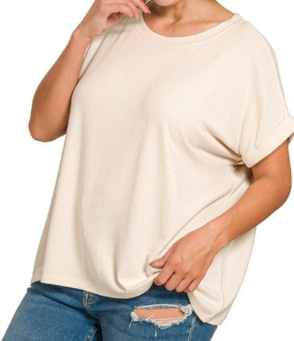 Plus Melange Short Sleeve Top